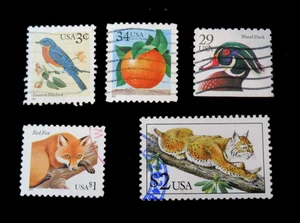 US Stamps Scott 2482 2484 3033 3034 3492 Animals Birds Orange Lot of 5 Used - Picture 1 of 2