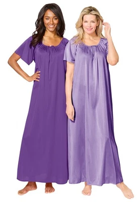 Only Necessities Plus Size 2-Pack Long Silky Gown - Image 1 of 4