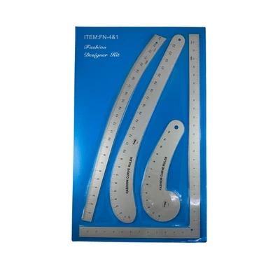Metal Ruler Set Fashion Designer's : 3 Curved, 1 Rectangle - Image 1 of 4