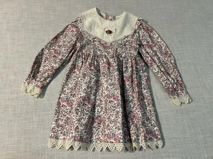 Vestido New York Bonnie Jean Prairie Vintage Cottage Floral Cuello Encaje Niñas Talla 4 - Imagen 1 de 6