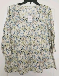 Camicetta donna J. Jill float piccola floreale 100% cotone nuova con etichetta NB675 - Foto 1 di 10