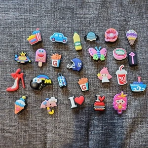 Assorted Lot Of 25 Shoe Charms/Jibbitz For Crocs adults kids sports food rainbow - Picture 1 of 4