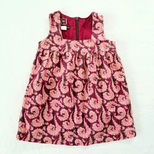 Vestito maglione smanicato velluto a coste paisley rosa marrone tè bambina 18 mesi - Foto 1 di 3