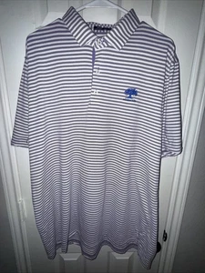 Johnnie-O Mens Polo Shirt Men’s XL Performance Stretch Golf Striped Purple - Picture 1 of 4