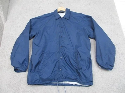 Vintage 90s Sears Jacket Mens Large Blue Nylon Cotton Lined Coach Windbreaker - Image 1 of 4