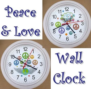 PEACE & LOVE WANDUHR 60er Mod Psychedelic Hearts Sixties Luv Hippie Love NEU - Bild 1 von 9