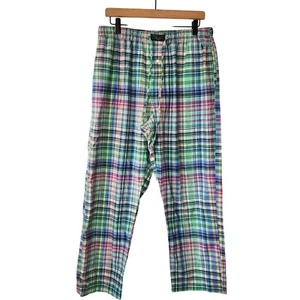 Polo Ralph Lauren Pigiama Pigiama Cotone Pantalone Verde Blu Plaid Madras Uomo L - Foto 1 di 8