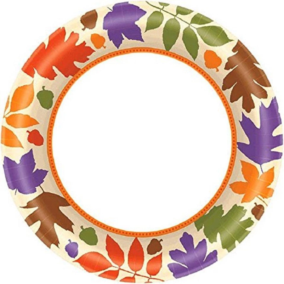 Platos de postre de papel de 6,75" para fiesta de vacaciones de Acción de Gracias con calor de otoño Foto 1 de 1