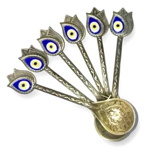 Evil Eye Plated Bronze Tea Spoon Set Of 6 - Picture 1 of 10