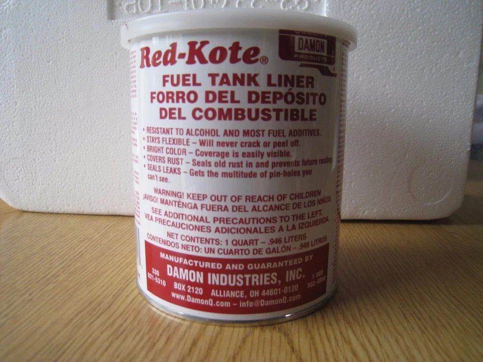Red Kote Quart Fuel Tank Liner Coat Sealer gas oil diesel Motorcycle patch pin - Image 1 of 1