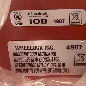 Cooper Wheelock 155046 Indoor / Outdoor Back Box Nos IOB-R RED - Picture 1 of 3