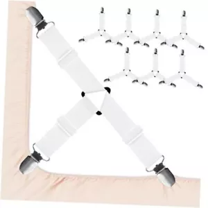 8 Pcs Sheet Straps with Metal Clips, Triangle Bed Sheet Straps Adjustable, - Picture 1 of 8