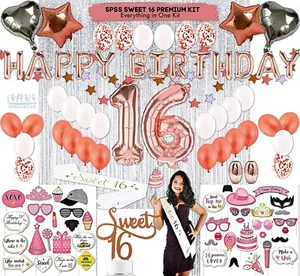 16 Yr Girl Birthday Decorations Girl 16th Birthday Rose Gold by SPSS INNOVATIVE - Picture 1 of 10