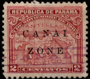 Canal Zone Stamp Scott # 10 Used with Broken L (I for L) Overprint Variety VF - Picture 1 of 1