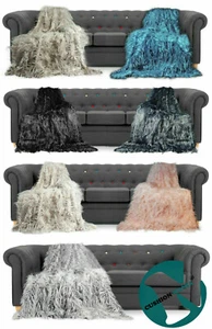 Throws Large Shaggy Long Faux Fur Throw over Sofa Bedspread Fluffy 150x200cm - Picture 1 of 19