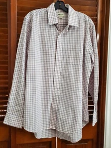 Camisa ajustada para hombre HAGGAR abotonada LS negra/naranja/gris a cuadros talla 16 - 16 1/2 - Imagen 1 de 5
