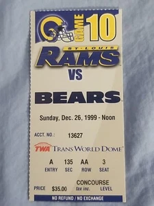12/26/99 1999 Bears @ St. Louis Rams Ticket *Faulk 1000 yrds Rush & Rec Season - Picture 1 of 3