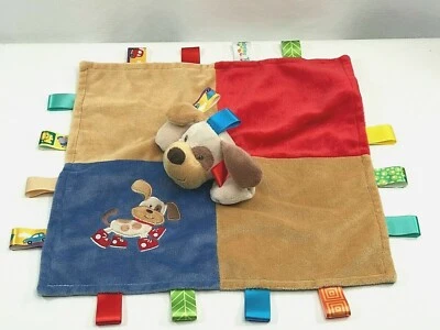 Taggies Marrón Cachorro Perro Rojo Tenis Zapatos Manta de Seguridad Azul Satinado 2011 Lovey Foto 1 de 3