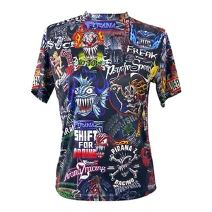 Boy’s Medium Shirt Psycho Speed Multicolor Graphic Print Short Sleeve High Neck - Picture 1 of 9