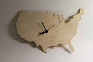 Custom Unique Bespoke USA Shape Clock USA Map Wooden - Bild 1 von 5