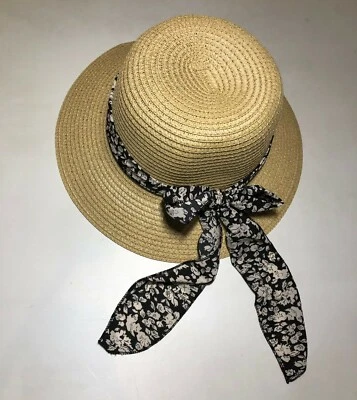 Beach Floral Ribbon Church Bow女式可打包圆顶纸 SPF50 太阳帽 — 第 1/4 张图片