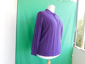 Damen grobstrick Pullover mit Kragen gr.44.Aubergin Farbe.Langarm. - Bild 1 von 5