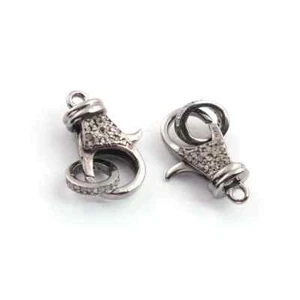 1 Pc Pave Diamond Lobster Claps, 24mmx12mm Lobster Claps, Both Side Pave Diamond - Picture 1 of 6
