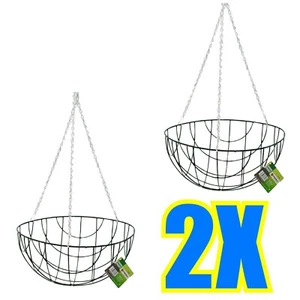 2PC 16" HANGING BASKET FLOWER PLANT METAL PLANTER FLOWERPOT DECORATION GARDEN - Picture 1 of 1