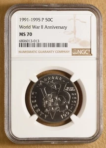 1991-95 P World War II Commemorative Half Dollar NGC MS70 - Picture 1 of 2