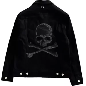 Neu Herren Luxus Diamant Totenkopf Strass Mode Jeans Jacke Hochwertig - Bild 1 von 8