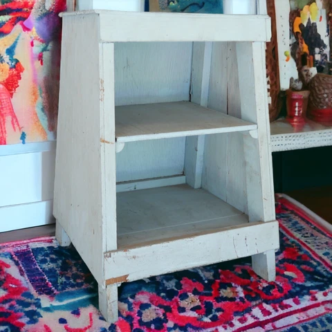 Circa 1920 American Primitive Pastel Blue Painted Wooden Side Cabinet Cover