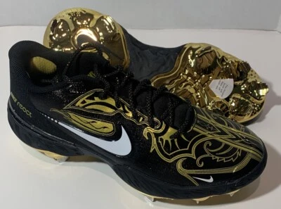 Chuteiras de beisebol Nike Alpha Huarache Elite 3 preto/dourado CV3553-001 masculinas tamanho 8 - Imagem 1 de 4