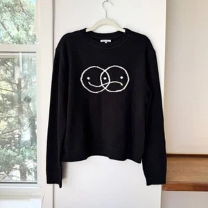 Suéter de lana Reformation Mixed Emotions tejido de gran tamaño negro blanco pequeño - Imagen 1 de 5