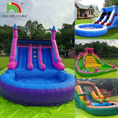 Tobogán acuático inflable comercial de PVC con piscina de agua y soplador de 1100 W para diversión infantil Foto 1 de 4