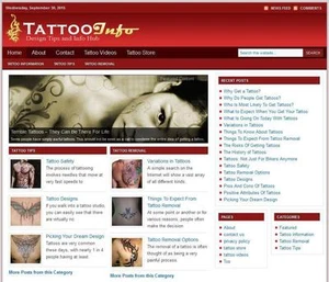 Tattoo Design Tips & Information Hub Niche Blog Turnkey Affiliate Website - Picture 1 of 1