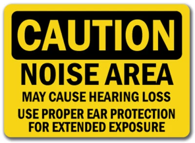 SIGNMISSION Caution Sign - Noise Area Hearing Loss Ear Protection Required - 10x14 OSHA Sign
