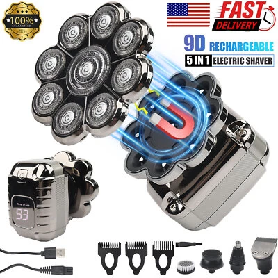 9D 5-in-1 Shaver Cordless Hair Trimmer Bald Head Razor Electric For Men Wet Dry - Image 1 of 4