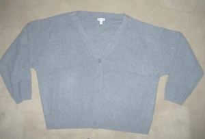 Neu ohne Etikett GRANNET HILL Grobstrick Kaschmir Strickjacke Cropped blau-grau XL PLUS - Bild 1 von 7