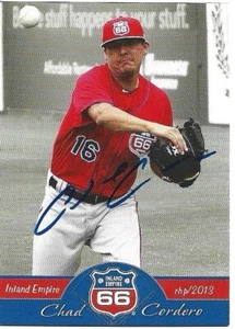 2013 Inland Empire 66ers Chad Cordero Signed Card - Picture 1 of 1