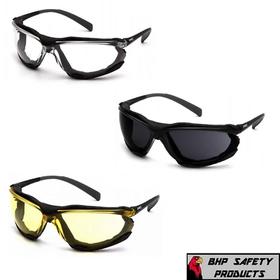 PYRAMEX PROXIMITY SAFETY GLASSES ANTI-FOG LENSES FOAM PADDED MOTORCYCLE Z87+ - Image 1 of 4