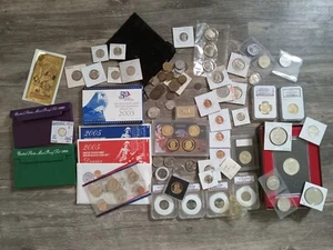 Fathers Junk Drawer Coin Lot Silver, US Coins, Old World Coins, Gold - Picture 1 of 12