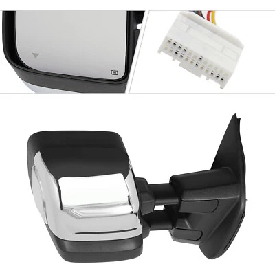 For 2017-2022 Nissan Titan Right Chrome Heated Rear View Mirror w/ Blind Spot RH - Image 1 of 4