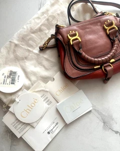 CHLOE Marcie Mini borsa a tracolla in pelle rosa beige usata con dust bag - Foto 1 di 17