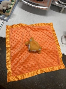 Manta de seguridad naranja Baby Fox Lovey Minky Dot felpa 15" X 15" - Imagen 1 de 5