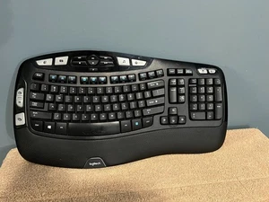 Logitech K350 Wave Keyboard Black Unifying Wireless NO USB Receiver - Picture 1 of 3