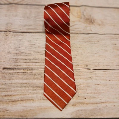 Corbata estrecha de lujo Paul Fredrick roja blanca regimiento rayas seda 62" Foto 1 de 2