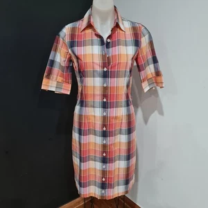 Women's size 6 'HERRINGBONE' Gorgeous multicoloured checkered cotton shirt dress - Picture 1 of 6