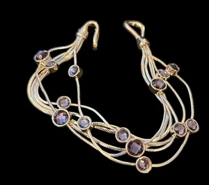 Multi-Strand Crisscross Chain Strands Silver Pave Crystal Stones Bracelet 7.5" - Picture 1 of 4