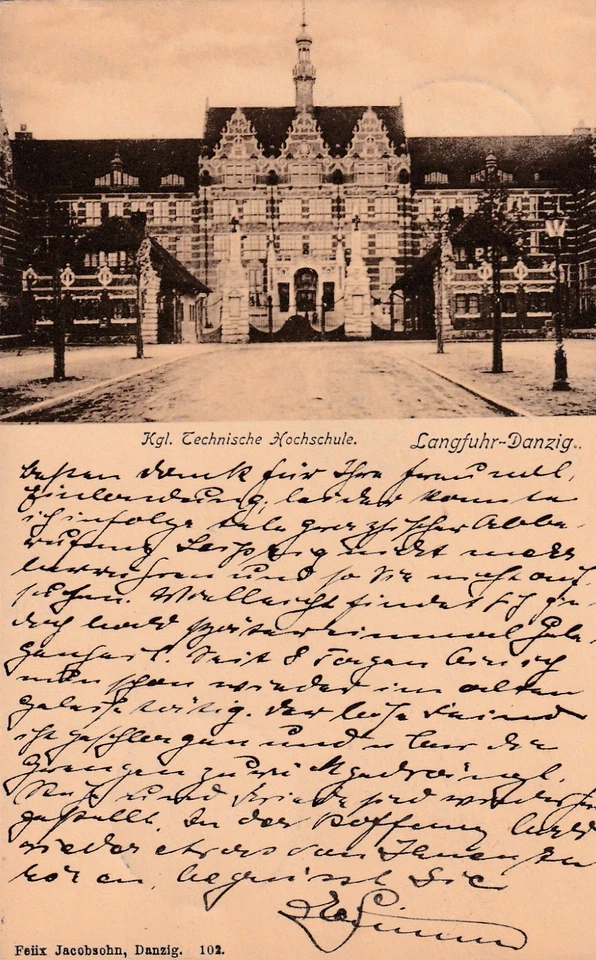 Langfuhr Danzig Wrzeszcz Gdańsk 1907 Kgl. Technische Hochschule - Bild 1 von 2