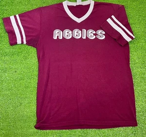 Vintage Texas A&M Shirt Damen Gr. LG 70er Aggie Football V-Ausschnitt gebraucht, in einwandfreiem Zustand - Bild 1 von 5